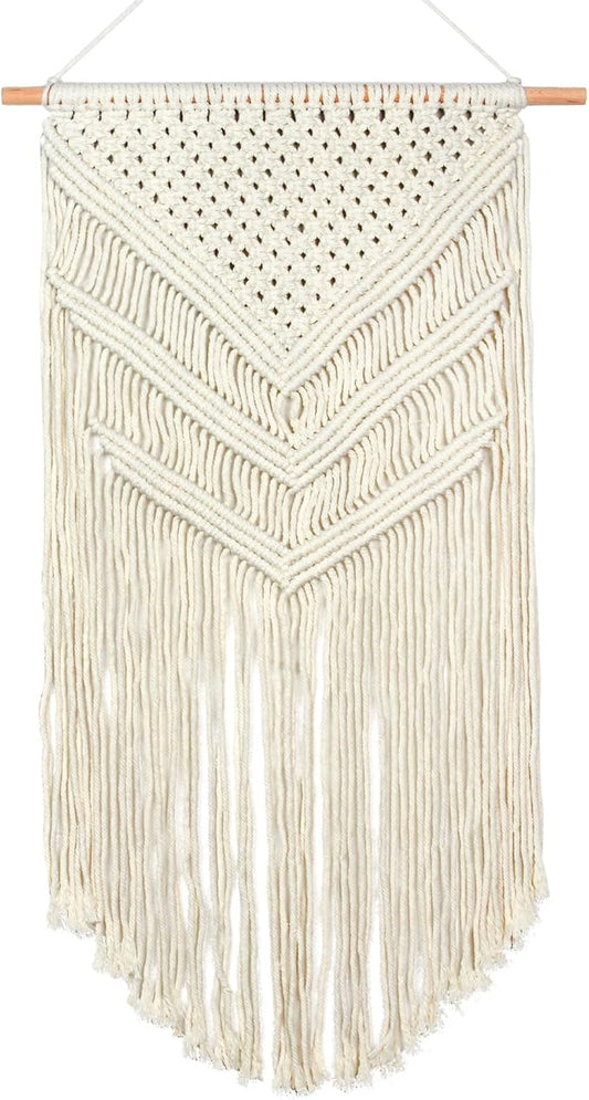 JONKASIPA Macrame Woven Wall Hanging, Bohemian Wall Decor, Handmade Woven Tapestry with Tassels, Delicate Lace Decor Crafts for Bedroom,Living Room or Farmhouse (Beige)-Ruum Studio Home