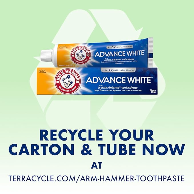 ARM & HAMMER Advance White Toothpaste, Teeth Whitening Baking Soda Toothpaste with Stain Defense Technology and Fluoride, Clean Mint Flavor, 6.0 Oz (4 Pack)-Ruum Studio Home