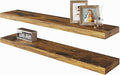 BAMEOS Floating Shelves, 31W x 7D Rustic Brown Wall Mounted Wooden Shelves with Invisible Brackets Set of 2, Hanging Wall Shelves Decoration for Bedroom, Bathroom, Living Room and Kitchen-Ruum Studio Home