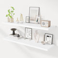 48" Floating Shelves for Wall, 12" Deep Slim White Floating Shelves, Wall-Mounted Shelves for Bedroom, Living Room, Kitchen, Bathroom - Set of 2-Ruum Studio Home