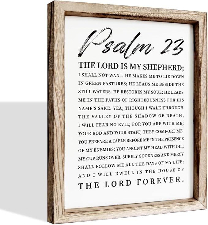 Christian Wooden Sign, Bible Verse Wall Art, Rustic Wooden Plaque, Home Church Decor, Christian Framed Wall Plaque Sign 15 * 11.5 inches, The Lord is My Shepherd-Ruum Studio Home