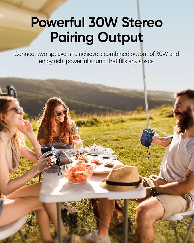 Portable Bluetooth Speaker with Lights, Stocking Stuffers, Powerful Crystal Clear Sound, IPX5 Waterproof, All Day Playtime, BT 5.3, TWS Paring, Small Wireless Speaker for Outdoor, White Elephant Gifts-Ruum Studio Home