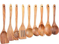 Wooden Kitchen Utensils Set,GUDAMAYE 9 PCE Natural Teak Wooden Spoons For Non-stick Pan for Cooking,-Ruum Studio Home