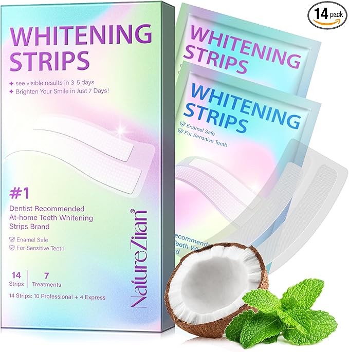 Teeth Whitening Strips,7-Day whitening Strips,Sensitive Teeth Whitener,Enamel Safe for Whiter Teeth,Deep Stains Removal,nstant Teeth Whitening Without The Harm (14pcs)-Ruum Studio Home