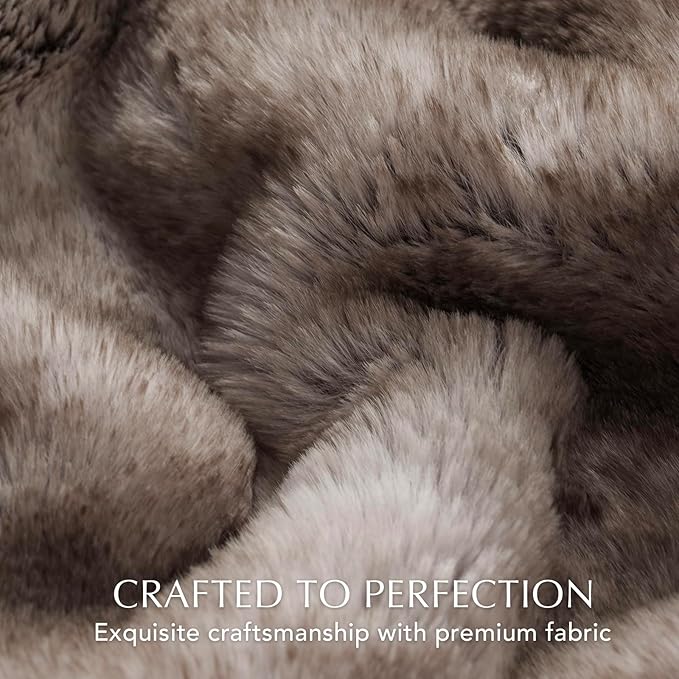 Ultra Soft Luxury Fluffy Mink Faux Fur Throw Blanket, Thick Warm Fall Winter Blankets for Bed, Couch, Cozy Plush Reversible Blanket for Chair, Sofa (Ombré Hazel Brown, 60"x80")-Ruum Studio Home