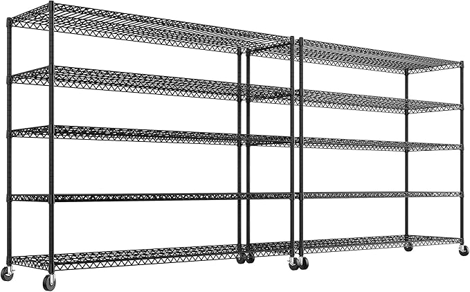 REIBII Storage Shelves 3200 LBS Capacity Wire Shelving with Wheels Heavy Duty Metal Shelf for Warehouses, Garage,Kitchens, School,Commercial Shelf, 73" H X 60" W X 18" D, 2 Pack-Ruum Studio Home