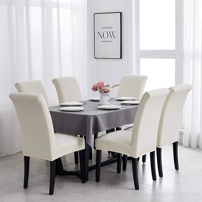 Joccun Dining Chair Slipcovers Set of 8, Stretch Dining Room Chair Covers, Washable Parsons Chair Cover, Ivory, 8 Pack-Ruum Studio Home