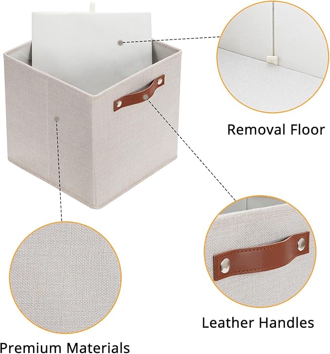 HNZIGE Large Storage Baskets Set of 4 Collapsible Storage Baskets,13x13 Storage Cube Bins with Handles,Foldable Storage Cube Bins for Shelves(cream)-Ruum Studio Home