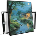 Moonlight under the big tree creek cabin scenery is suitable for posting in the living room bedroom office scenery poster wall painting-Ruum Studio Home