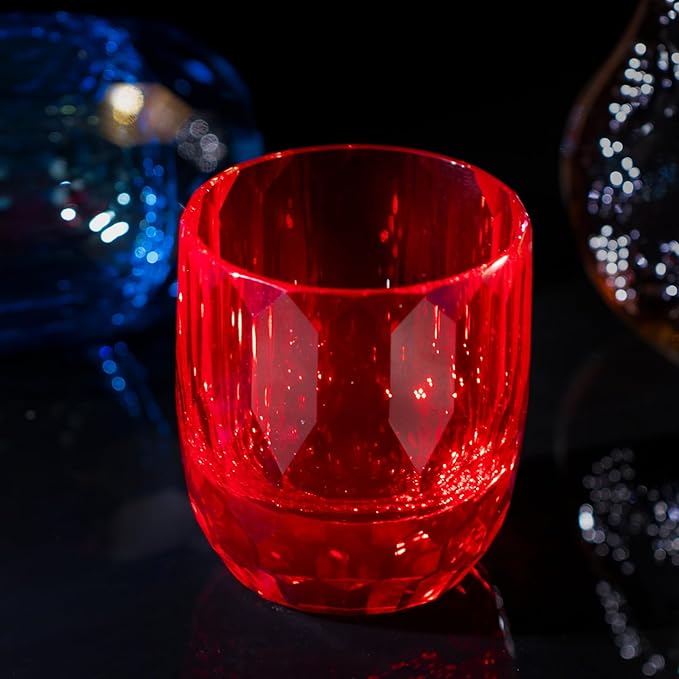 KAMMAK Crystal Whiskey Glasses Set of 2, 7oz Old Fashioned Glasses Stemless, Hand Blown Colored Cocktail Glasses, Engagement Gifts for Couples, Women, Men-Ruum Studio Home