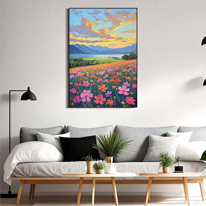Colorful wildflowers field scenery poster artwork wall decoration wildflowers everywhere wall painting suitable for bedroom home office-Ruum Studio Home