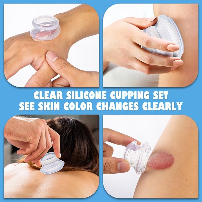 3pcs Cupping Therapy Set-Professional Silicone Cupping, Suitable for Facial Body Massage/Deep Myofascial Release/Pain Relief/Muscle Relaxation & More (Clear,3pcs)-Ruum Studio Home