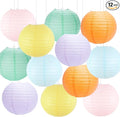 Paper Lanterns Pastel Round Hanging Chinese Lanterns for Birthday Baby Shower Rainbow Easter Party Decorations Pack of 12-Ruum Studio Home