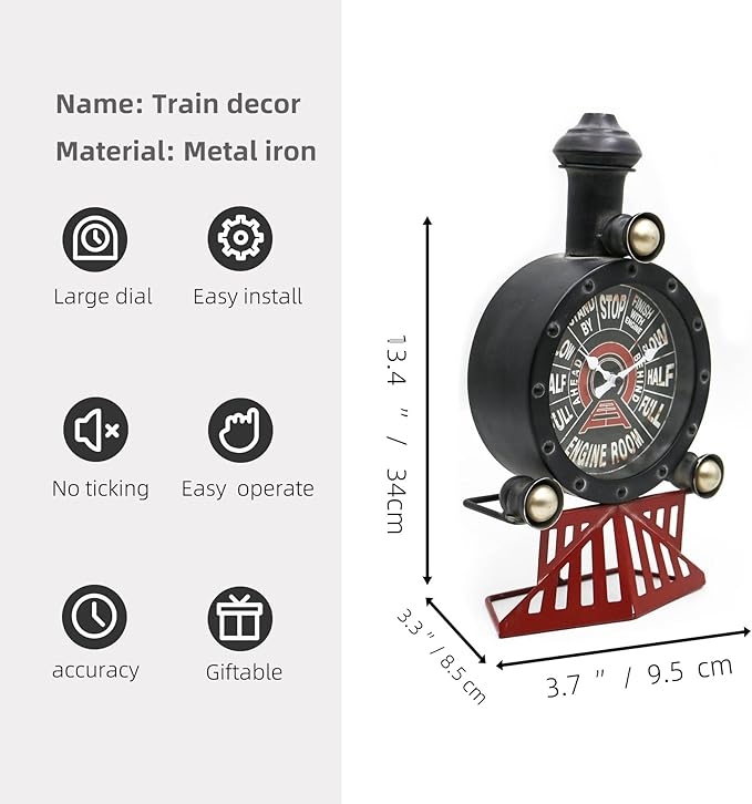 YOUKI Vintage Train Wall Decor,Steampunk Clock,Train Gifts for Men,Man Cave Clock,Wall Art for Office Bedroom-Ruum Studio Home