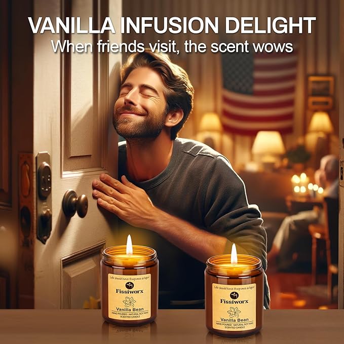 Vanilla Scented Candle Set 2 Pack, Candle for Home Scented, Odor Eliminating, Stress Relief, total15oz, 110 Hours Long Lasting Candles, Soy Candle Gift Set for Women-Ruum Studio Home