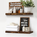 Floating Wall Shelves - 16"x6.8"x1.2" Sturdy Rustic Brown Solid Wood Shelves for Storage and Décor, Easy Installation for Living Room, Bedroom, and Kitchen - 2 Pack-Ruum Studio Home