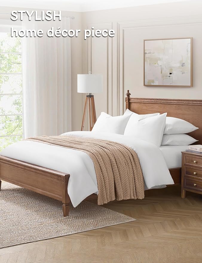 YnM Chunky Cotton Knit Throw Blanket, Cable Knit Throws for Bed Couch Sofa, Comfy & Relaxing, Decorative Piece for Farmhouse Modern Boho Rustic Scandinavian Chic Vibe, Beige 40x50 Inches-Ruum Studio Home