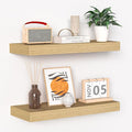 Fun Memories Floating Shelves - 16 Inch Wall Shelf for Decor & Storage - Wall Mounted Display Shelving with Invisible Heavy Duty Metal Bracket 2Pack, Oak-Ruum Studio Home