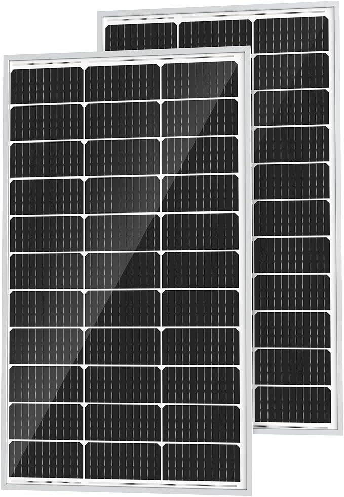 SOLPERK 2PCS Solar Panels 100 Watt 12 Volt, High-Efficiency Monocrystalline Solar Panel for Home, RV, Camping, Marine, Rooftop, Off-Grid Applications, 2-Pack 100W, SK-M200W-Ruum Studio Home
