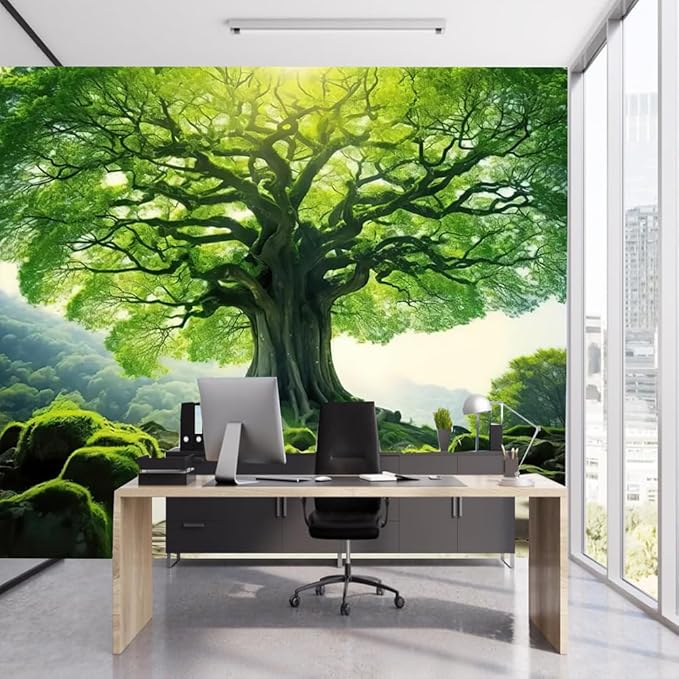 FENDROM Nature Green Big Tree Wall Tapestry Landscape Forest Mountains Sunshine Through Tree of life 3D Print Wall Art for Bedroom Living Room Dorm Decor-Ruum Studio Home