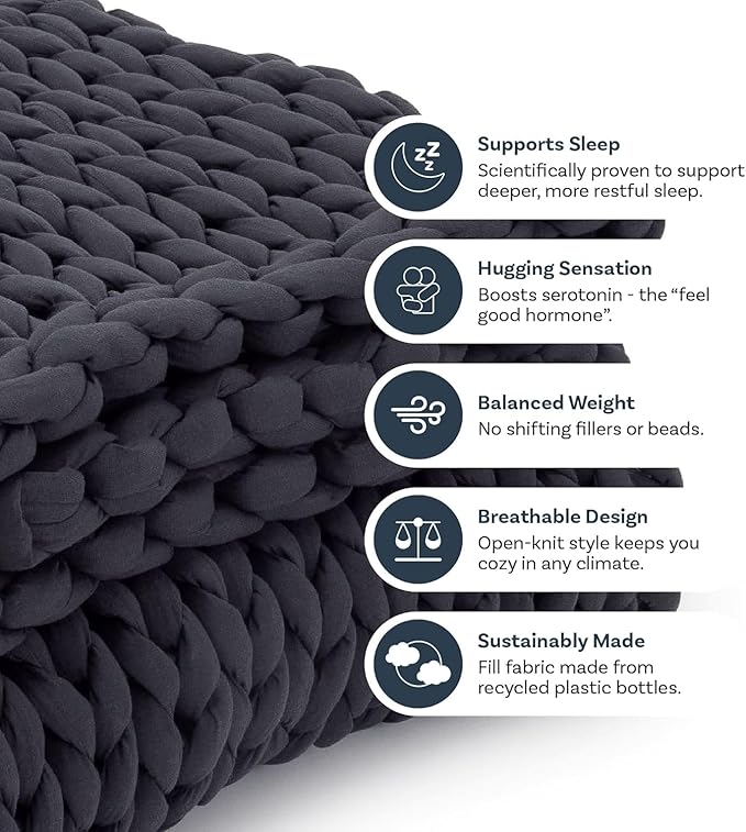 Nuzzie Chunky Knit Weighted Blanket - Breathable, Cooling, Hand Made Knit Throw Blanket for Sleep for Relaxation - Machine Washable, Stylish Design (Taupe, Throw | 12lbs | 44"x60")-Ruum Studio Home