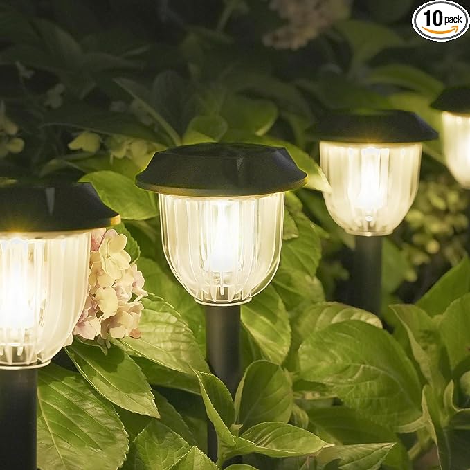 AOSEA Bright 10 Pack Solar Lights Outdoor IP65 Waterproof,LED Solar Lights for Outside,Landscape Lighting,Garden Decorative for Yard,Patio,Landscape,Pathway,Sidewalk,Driveway,Lawn (Warm)-Ruum Studio Home