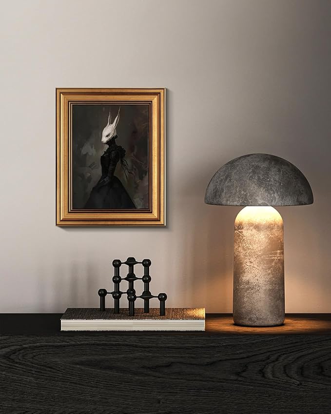 HUARCEY Gold Framed Vintage Wall Art Canvas Prints Gothic Room Decor Vintage Rabbit Lady Wall Decor, Aesthetic Dark Academia Halloween Pictures Oil Painting Goth Decorations 8x10in-Ruum Studio Home