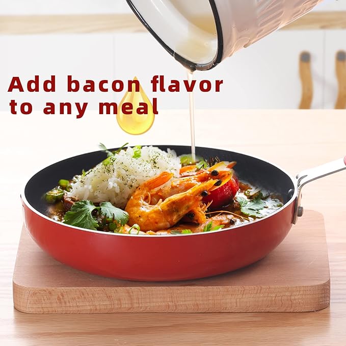 Ceramic Bacon Grease Container Keeper with Strainer,1L Frying Oil Storage Can White-Ruum Studio Home