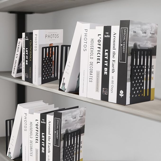 Metal Bookends for Bookshelves and Magazines - Strong Heavy Duty Book Dividers for Home, Office and School-Ruum Studio Home