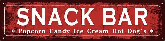 Vintage Tin Sign Retro Metal Snack Bar Signs Stylish Wall Art Plaques for Home Decor Bathroom Kitchen House and Gothic Wall Decor or as a Unique Poster 16x4 in-Ruum Studio Home