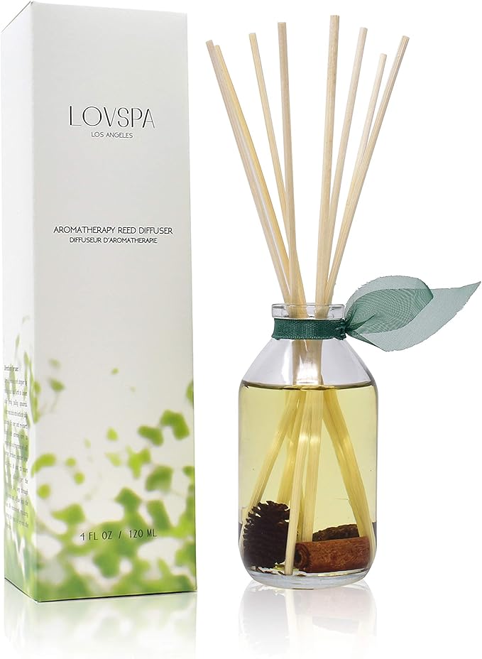 LOVSPA Reed Diffuser Set, Cinnamon Pine Cones Scented Oil Diffuser with Sticks, Home Fragrance Accessories for Bathroom Shelf Decor, Aroma Diffusers for Home or Office Desk, USA Made-Ruum Studio Home