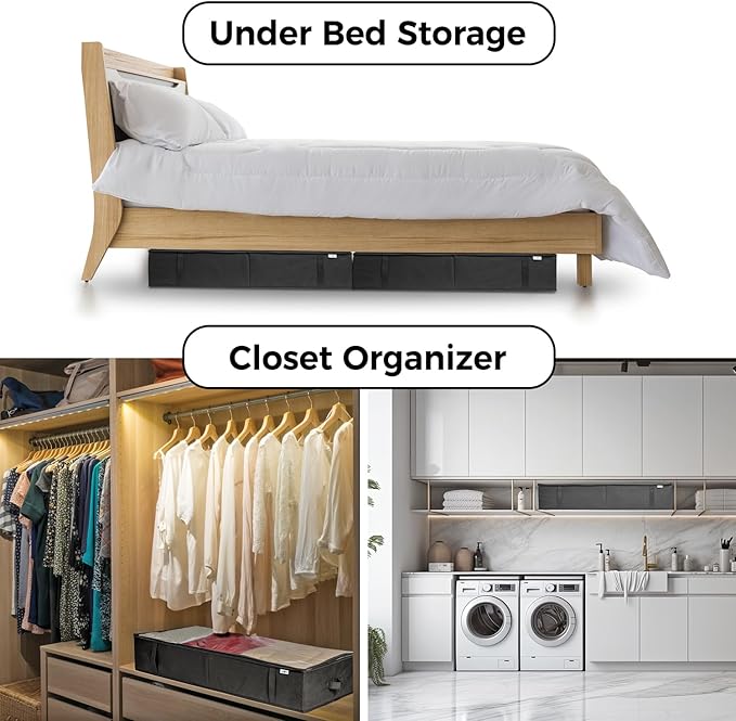 Closet Organizers and Storage - Maximize Space with Under Bed Storage Containers & Clothes Storage - Ideal Closet Organizer, Toy Storage Organizer & Underbed Storage (Black, 2 Pack)-Ruum Studio Home