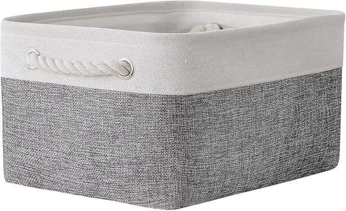 TheWarmHome Organization and Storage Basket for Shelves - 1 Pack 14x10x6.7 inch Collapsible Storage Bins, Fabric Storage Cubes for Closet Organizer Toy Gift Cloth (White & Grey)-Ruum Studio Home