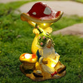 Upgraded Size Solar Garden Outdoor Statues Gnome Reading Under Mushroom with 5 LED Solar Figurine for Lawn,Patio,Balcony,Yard Decor Unique Housewarming Gift for Grandfather, Father,Grandma,Wen-Ruum Studio Home