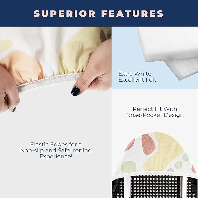 Ironing Board Cover and Pad Extra Thick Heavy Duty Padded 4 Layers Non Stick Scorch and Stain Resistant 15x54 and 3 Fasteners Elastic Edge with Bonus Protective Scorch Mesh Cloth-Ruum Studio Home
