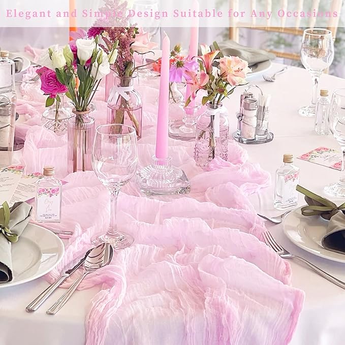 Light Pink Cheesecloth Table Runner 20 Pack 10FT Rustic Gauze Fabric Cheese Cloth Table Runner for Wedding 20 x 120 Inch Long Bridal Baby Shower Table Decorations Boho Sheer Birthday Party Table Decor-Ruum Studio Home