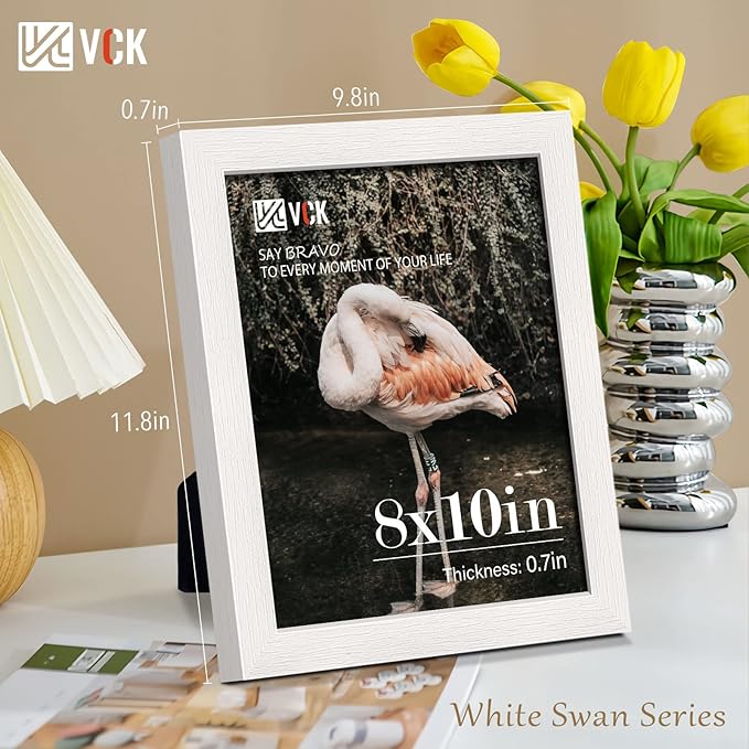 VCK 8x10 Picture Frames Set of 3, White Solid Wood Picture Frame, Textured Exclusive Wall Gallery Frame-Ruum Studio Home