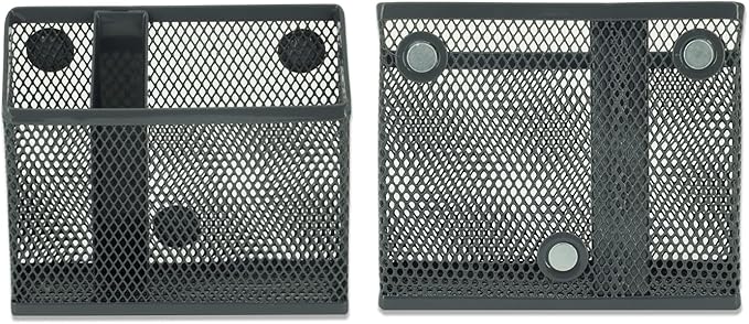 Neudeco Locker Accessories and Decor Kit, Including Mesh Shelf, Organizer, Magnetic Basket and Pen Holder, Suitable for School, Work, Kitchen, Bathroom, (Pack of 4, Grey)-Ruum Studio Home