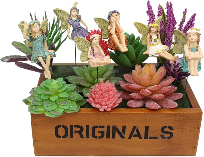 Fairy Garden Vintage Resin Fairy Figurines for Outdoor Garden Yard Lawn Supplies Home Decor Set of 6-Ruum Studio Home