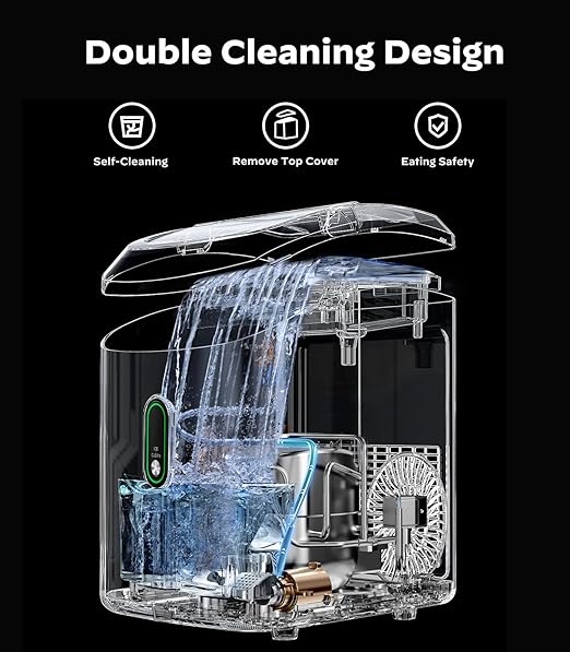 Silonn Nugget Ice Maker Countertop, Portable Pellet Ice Machine with Self-Cleaning Function, Sonic Ice Maker Produces 33lbs of Chewable Ice in 24 Hours, Ideal for Home Kitchen and Office, Green-Ruum Studio Home