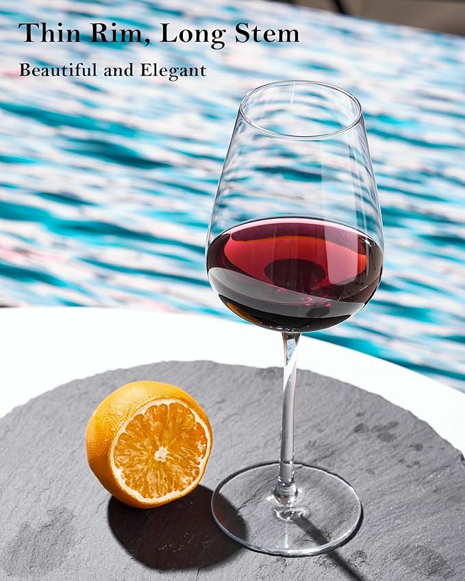 JBHO Hand Blown Bordeaux Wine Glasses - Set of 6-18 Ounce - Great Gift Packaging - Red Wine Glasses Lead-Free Premium Crystal Clear Glass-Ruum Studio Home