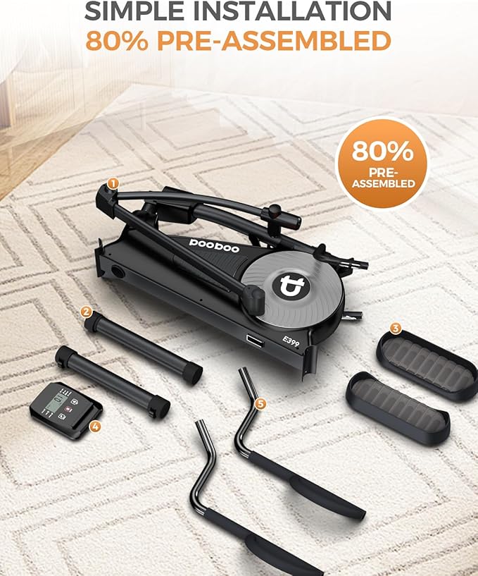 pooboo Elliptical Machine, Elliptical Exercise Machine with 16-Level Resistance&Hyper-Quiet Magnetic Driving System, Elliptical Machine for Home with LCD Monitor&15.5IN Stride, 350LBS Weight Capacity-Ruum Studio Home