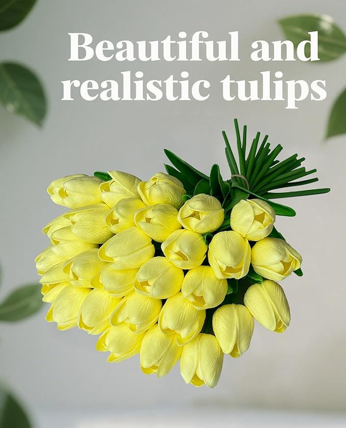15pcs Artificial Tulips Flowers Real Touch Latex Bouquet Fake Tulips for Office Wedding Party Home Kitchen Garden Decoration-Ruum Studio Home