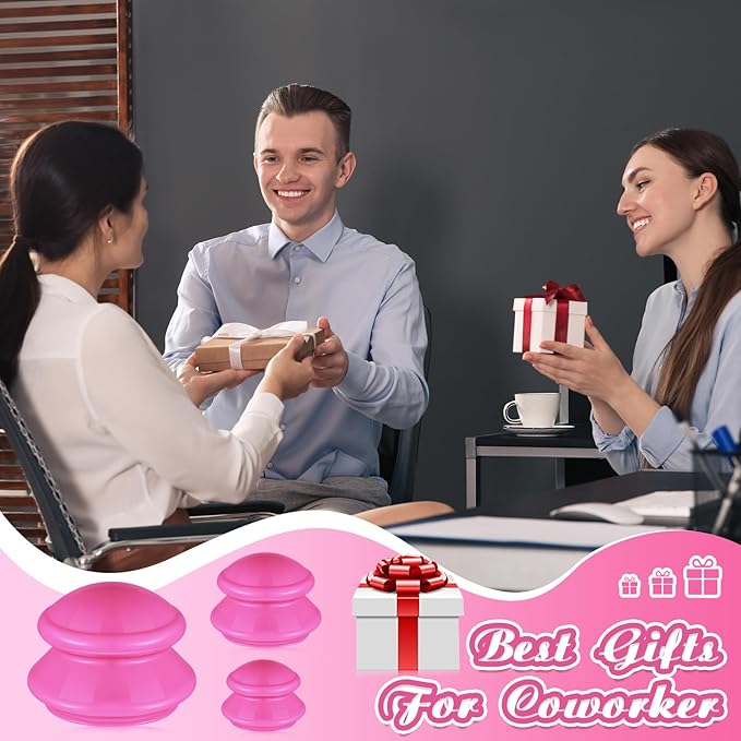 TrelaCo 6 Pcs Cupping Kit for Massage Therapy 3 Sizes Silicone Cupping Set Chinese Massage Therapy for Studio Household Cellulite Joint Pain Muscle Pain(Hot Pink)-Ruum Studio Home