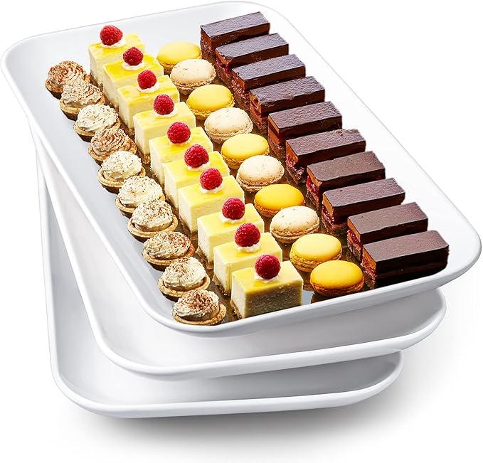 Delling 16 inch Serving Platter Set, White Porcelain Platters for Serving Food, Large Serving Trays for Party, Entertaining, Fruit, Appetizer, Oven Safe Dinnerware Set of 3-Ruum Studio Home