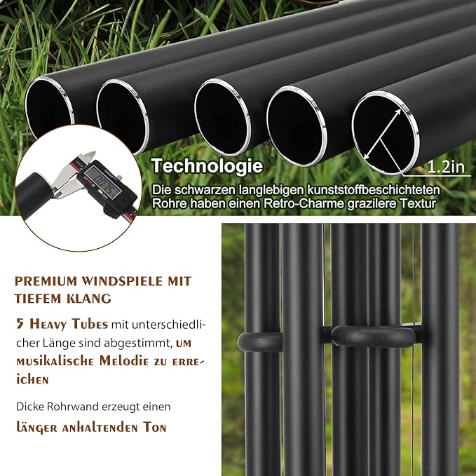 ASTARIN Large Wind Chimes Outdoor 48 Inch Sympathy Wind Chime with 5 Heavy Aluminum Tubes Tuned Soothing Melody, Memorial Wind Chimes for Outside Decoration (Patio, Garden, Yard)-Ruum Studio Home