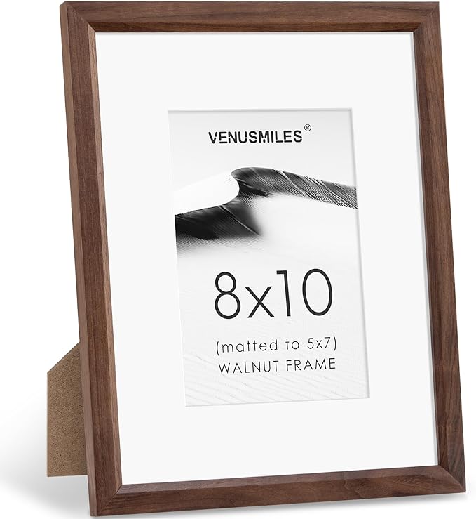 8x10 Picture Frame Natural Solid Walnut Photo Frames with 5x7 Removable Mat Wall Hanging Large Handcrafted Frame with HD Plexiglass Wall and Tabletop Display Large Poster Frame-Ruum Studio Home