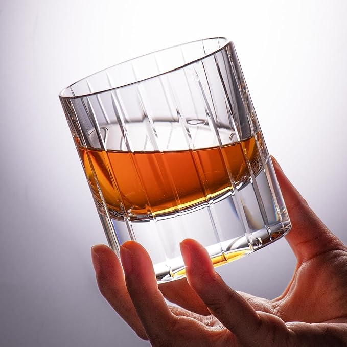 KAMMAK Crystal Whiskey Glasses Set of 2, Handcrafted 6.43oz Old Fashioned Glasses Stemless, Luxury Hand Blown Cocktail Glasses, Scotch Cup for Women, Men Gift for Bourbon Barware, Home Bar-Ruum Studio Home