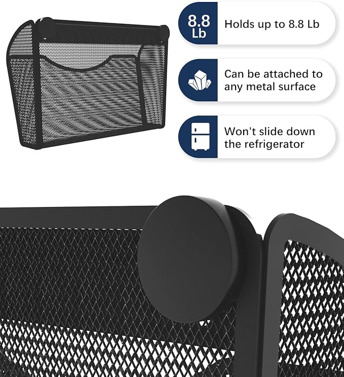 1-Tier Magnetic File Holder - No Drilling Installation File Organizer, Large Capacity Magnetic File Holder for Refrigerator, File Cabinets, Whiteboard, Office, Kitchen-Ruum Studio Home