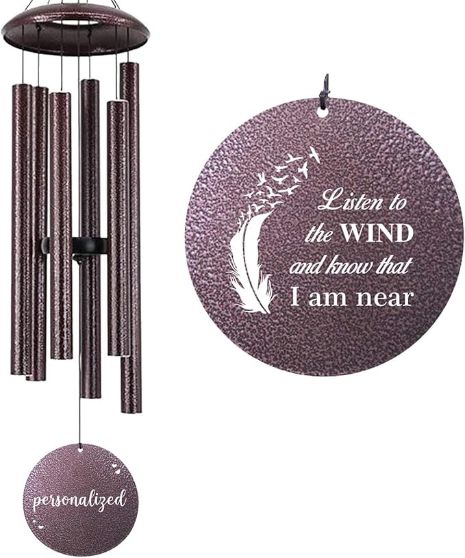 ASTARIN 36" Large Deep Tone Personalized Sympathy Wind Chimes, Memorial Wind Chime for Loss of Mother Father Loved One, Angel's Feather Bereavement Gifts Decor Outdoor Patio Garden(Produced in USA)-Ruum Studio Home